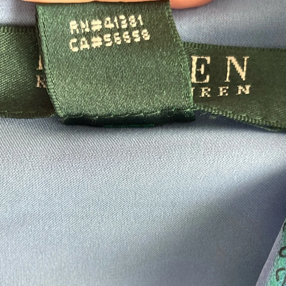 Lauren by Ralph Lauren Green & Blue Paisley Sleeveless Satin Faux Wrap Dress - Picture 4 of 12